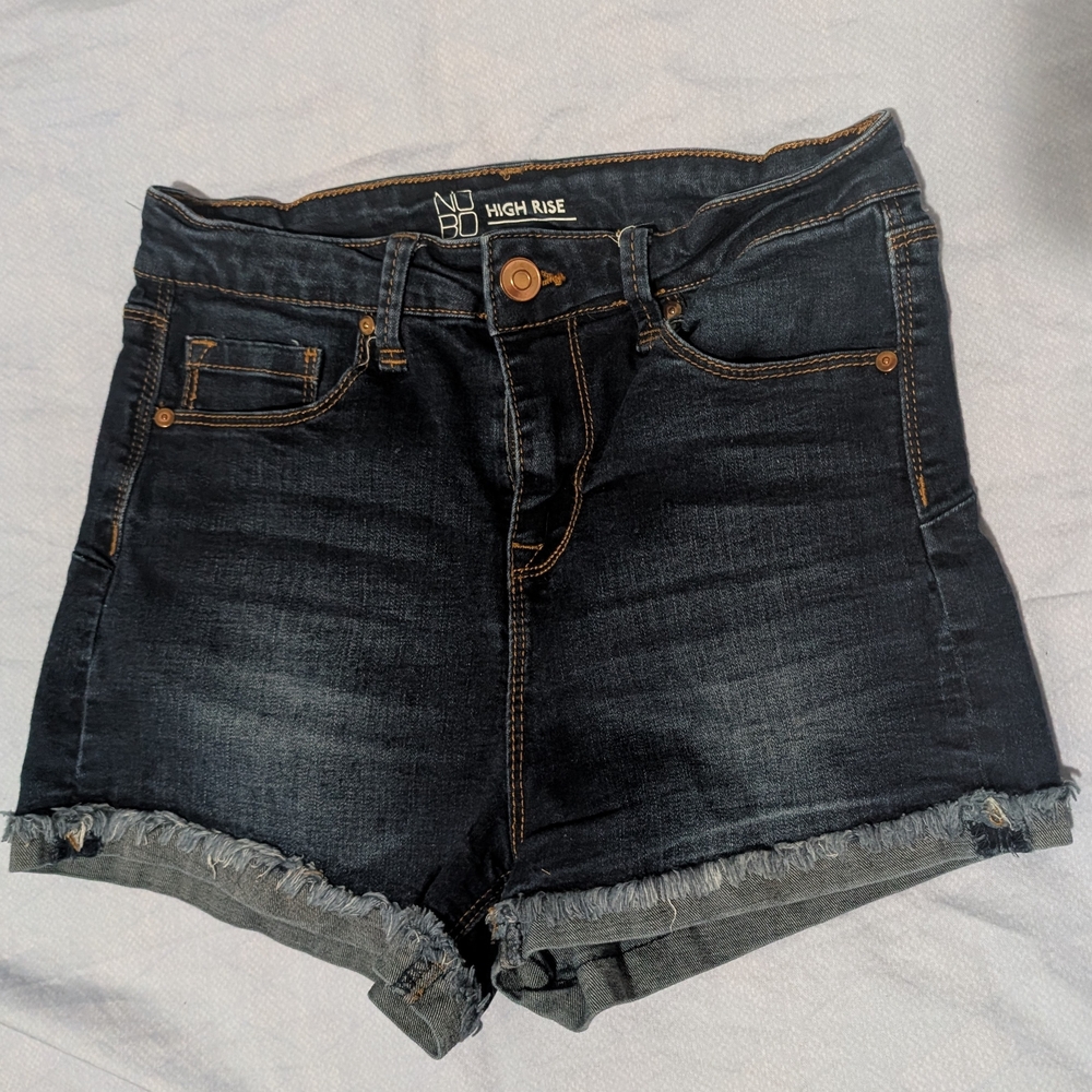 High Rise Black Denim Shorts